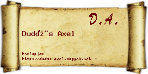 Dudás Axel névjegykártya